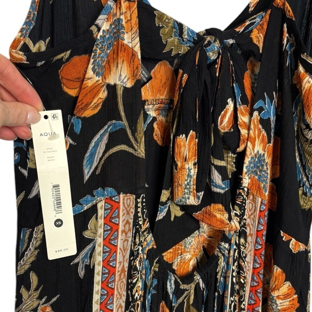 NWT Spaghetti Strap Black Floral Open Back Lace Maxi Dress Size Small - Picture 4 of 9